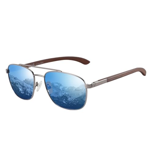 ZENOTTIC Aviator Wood Polarized Sunglasses for Men 100% UV Protection Fishing Driving Golf - Image 1