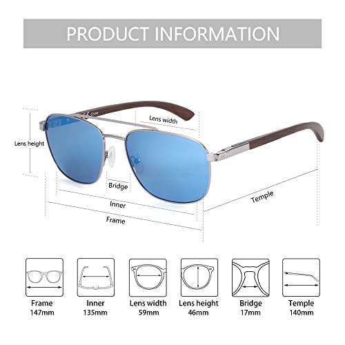 ZENOTTIC Aviator Wood Polarized Sunglasses for Men 100% UV Protection Fishing Driving Golf - Image 4