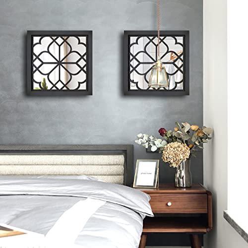 Wocred 2 PCS Square Wall Mirror,Gorgeous Rustic Farmhouse Accent Mirror,Black Entry Mirror for Bathroom Renovation,Bedrooms,Living Rooms and More(12”x12”) - Image 3