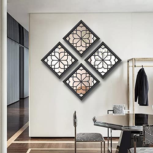 Wocred 2 PCS Square Wall Mirror,Gorgeous Rustic Farmhouse Accent Mirror,Black Entry Mirror for Bathroom Renovation,Bedrooms,Living Rooms and More(12”x12”) - Image 5