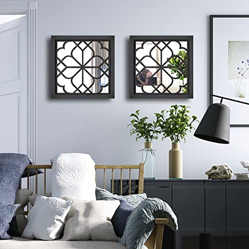 Wocred 2 PCS Square Wall Mirror,Gorgeous Rustic Farmhouse Accent Mirror,Black Entry Mirror for Bathroom Renovation,Bedrooms,Living Rooms and More(12”x12”) - Image 4