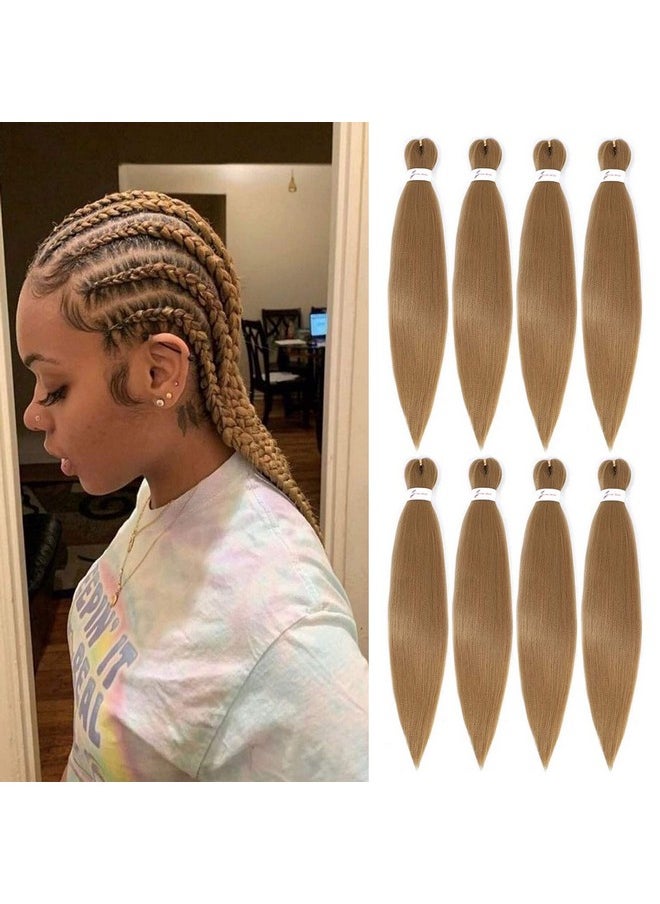 ALIABSION Pre Stretched Braiding Hair Professional 8 Pack 26 Inch Honey Blonde Braiding Hair For Box Braids Yaki Texture Color 27 Synthetic Hair Extensions For Braiding  - Image 1