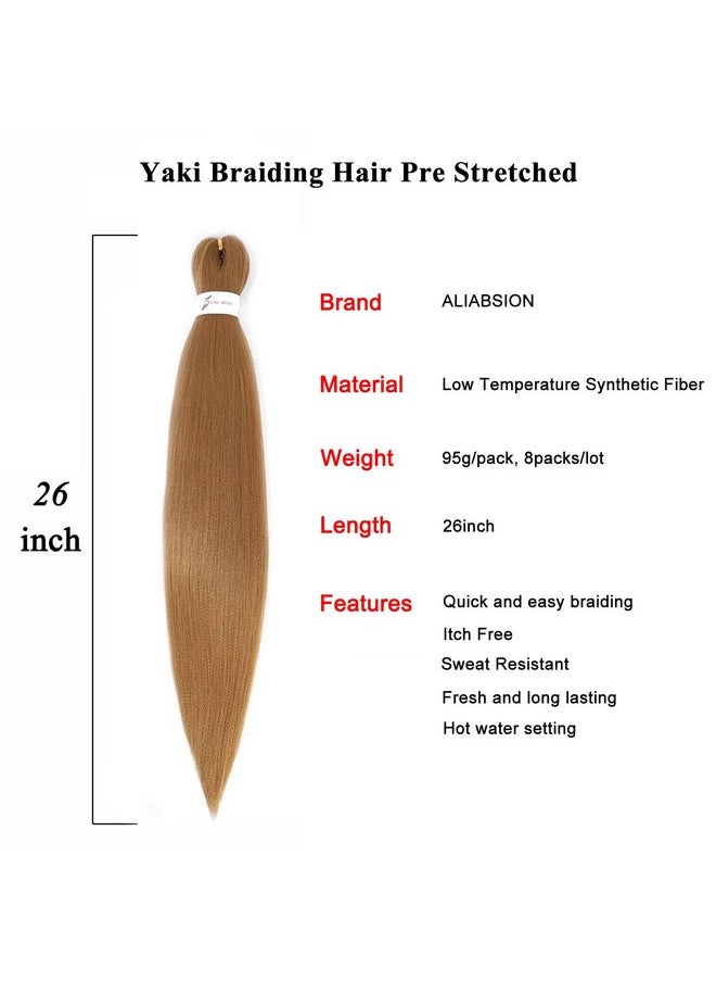 ALIABSION Pre Stretched Braiding Hair Professional 8 Pack 26 Inch Honey Blonde Braiding Hair For Box Braids Yaki Texture Color 27 Synthetic Hair Extensions For Braiding  - Image 3