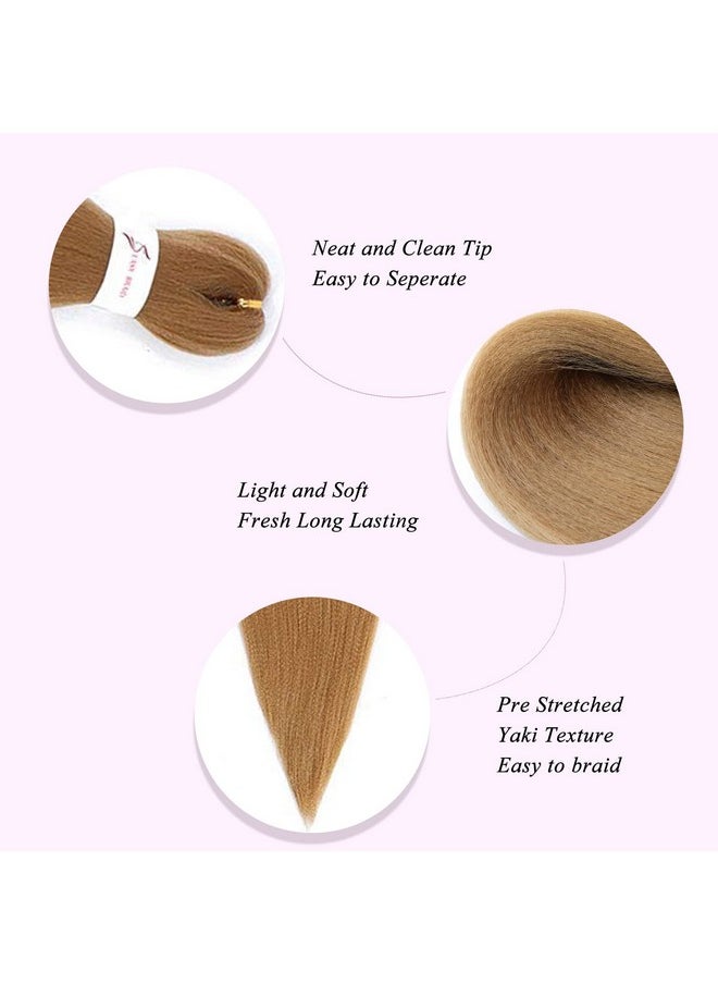 ALIABSION Pre Stretched Braiding Hair Professional 8 Pack 26 Inch Honey Blonde Braiding Hair For Box Braids Yaki Texture Color 27 Synthetic Hair Extensions For Braiding  - Image 4