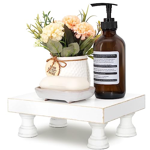 EOSAHR Decorative Wood Riser for Home Decor : Farmhouse Pedestal Stand for Display and Rustic Soap Holder for Sink Organizer - Retro Display Tray for Your Home, Livingroom, Bathroom,and Kitchen - Image 1
