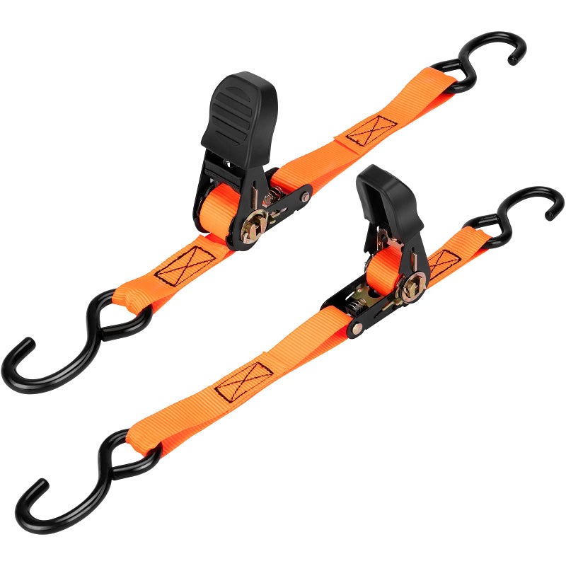 WELLUCK Boat Trailer Transom Tie Down Straps 2400 LBS, 1 Inch x 4 FT Heavy Duty Retractable Ratchet Straps Tie Downs to Trailer Marine Jet Ski Pontoon, with Quick Release Buckle & Anti-Scratch Hooks - Image 1