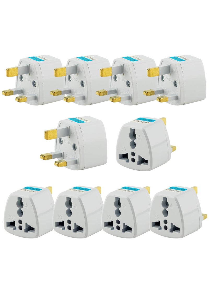HI PLASST PINS N PLUGS HiPLASST 10pcs UKLondonGType Power Converter Universal Travel Adapter TypeG Plug Adapter for Indian Pins for England Dubai Hong Kong Ireland Wales Scotland Perfect for Laptop Camera  - Image 1