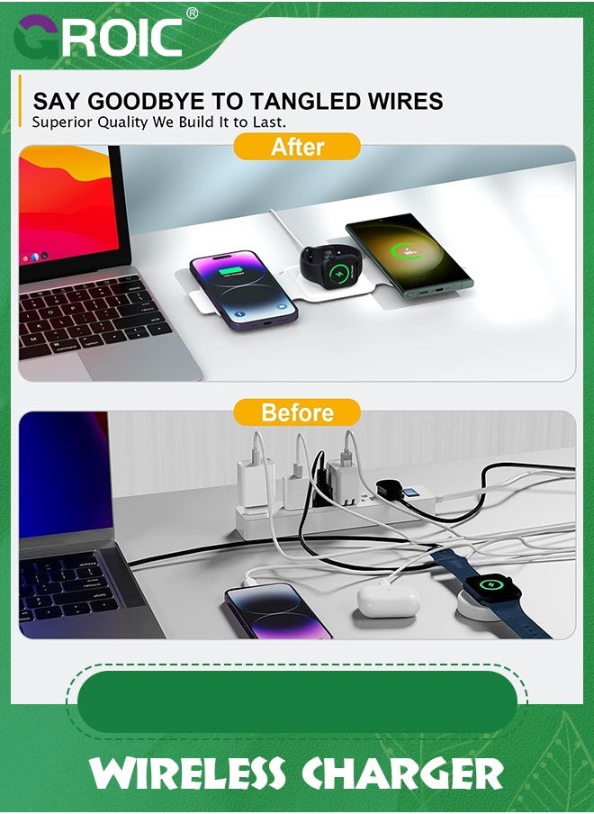 GROIC - Wireless Charger 3 in 1, Magnetic Charging Station Compatible with iPhone, for Apple Watch Earphone Foldable Charger - Image 1