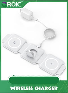 Wireless Charger 3 in 1, Magnetic Charging Station Compatible with iPhone, for Apple Watch Earphone Foldable Charger