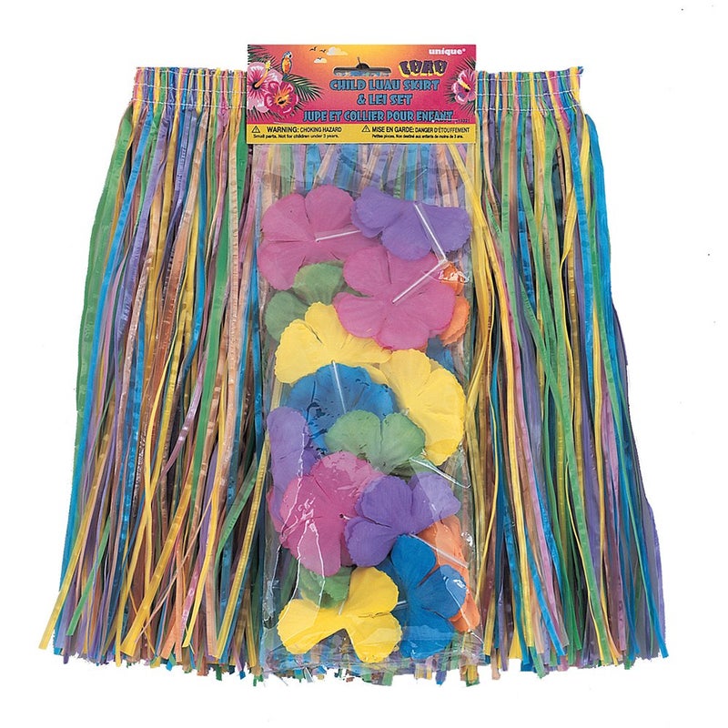 Unique Child Luau Skirt & Lei Set - Vibrant & Tropical Design - Perfect for Parties, Hula Dance, Beach Fun - Image 2