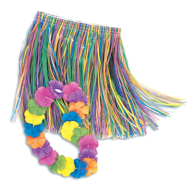Unique Child Luau Skirt & Lei Set - Vibrant & Tropical Design - Perfect for Parties, Hula Dance, Beach Fun - Image 1