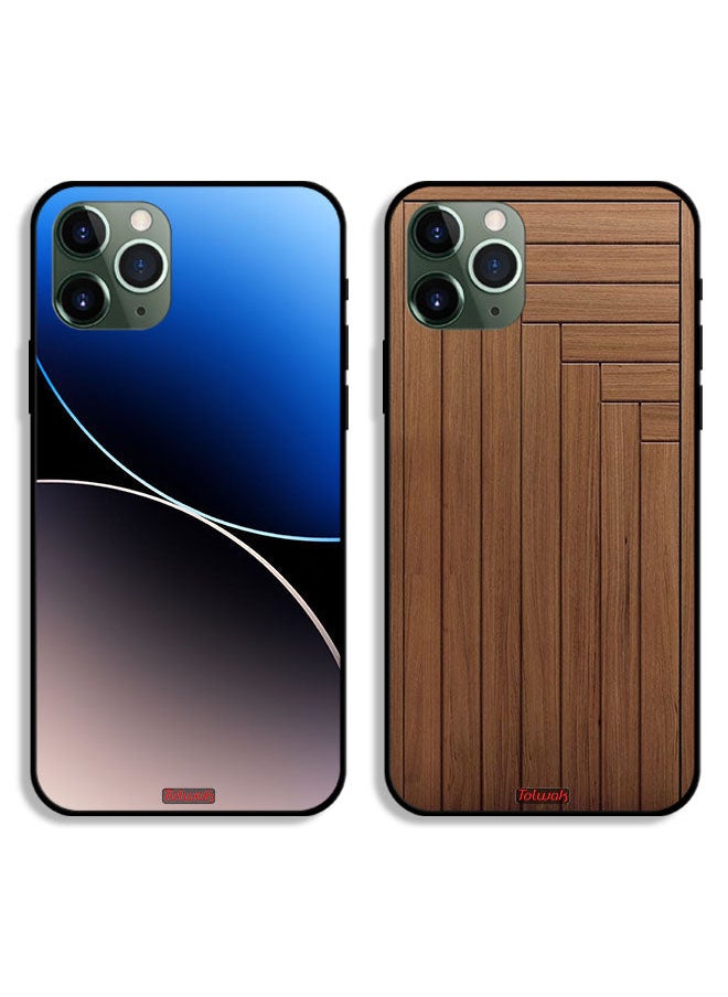 Tolwak - Two Cases For Apple iPhone 11 Pro Max Protective Covers Curve Lines and Door Pattern - Image 1