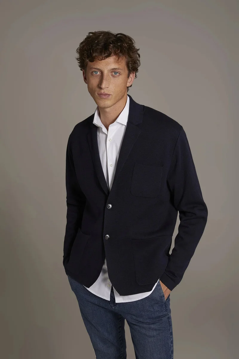 Cotton blend cardigan - DK Blue
