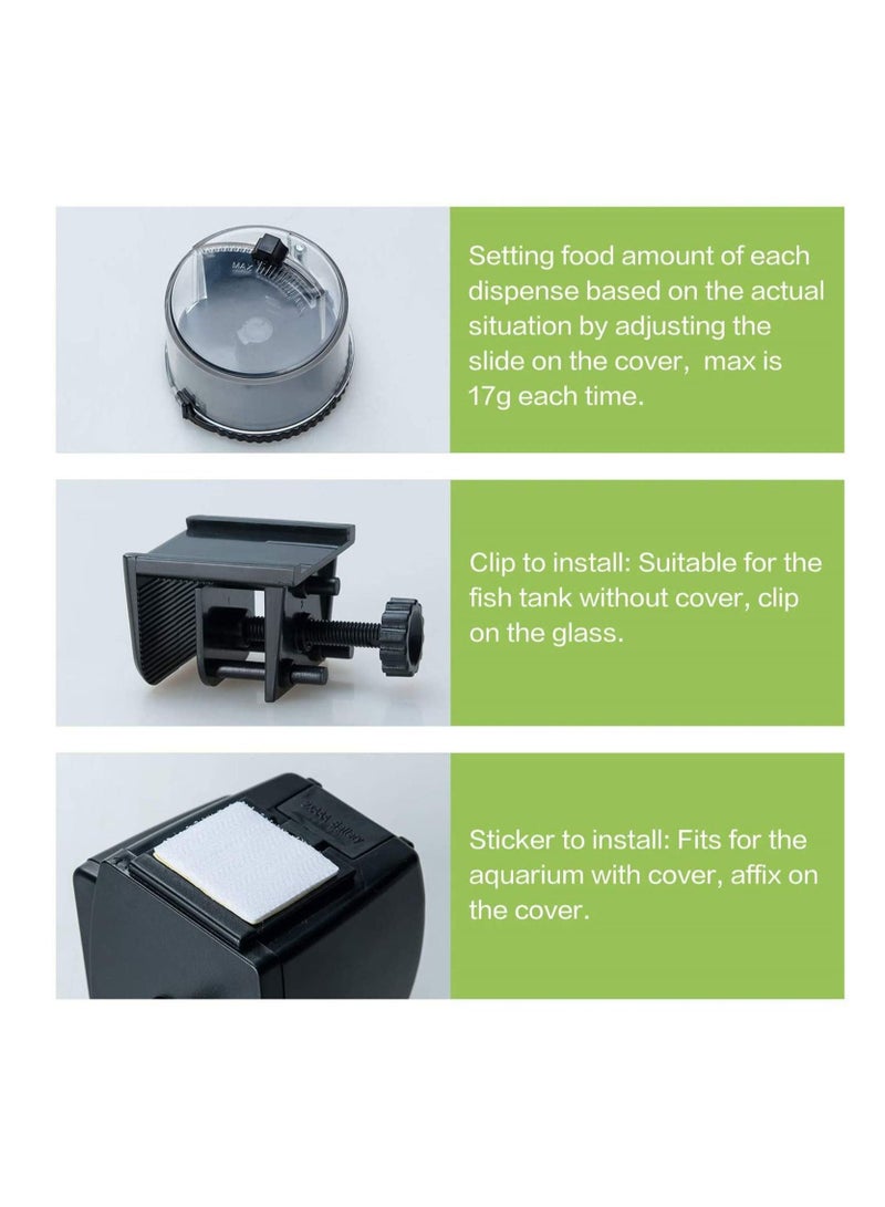 Automatic Fish Feeder 1.1 inch LCD screen Aquarium Tank Auto Fish Timed Feeder/Adjustable Fish Food Dispenser/Auto Fish Food Timer Feeder for Vacation Weekend - Image 5