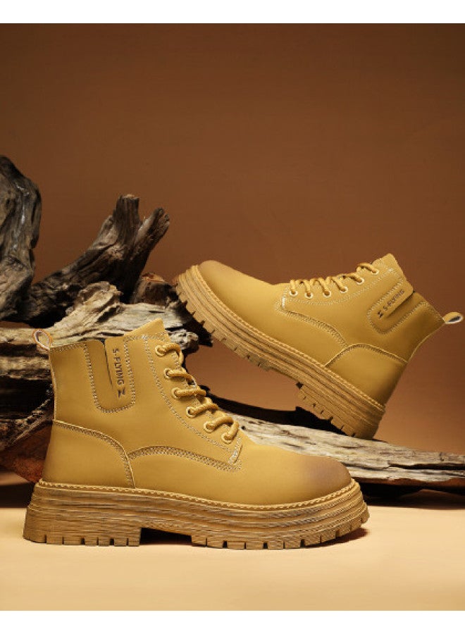 Flying in the snow Snow Flying 25 Autumn/winter Fashion Martin Boots Retro Yellow Boots Versatile Casual Boots Workwear Boots Men's Boots Women's Boots - Image 1