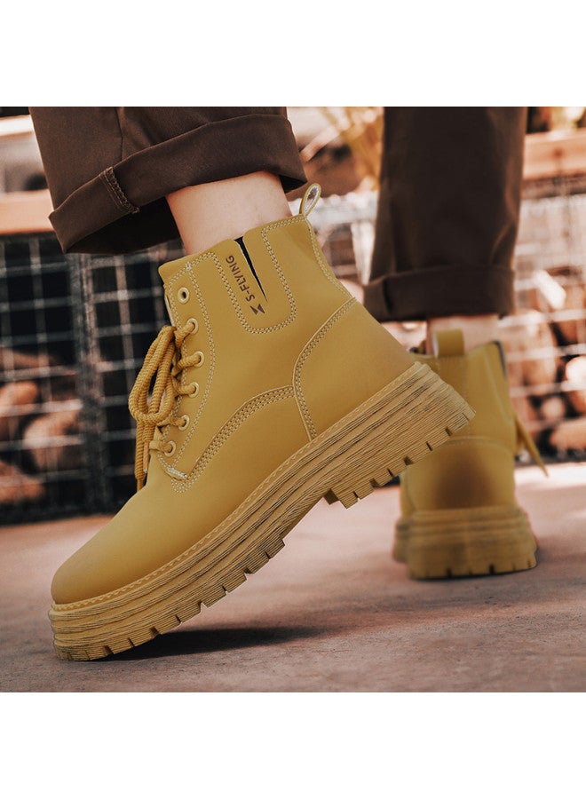 Flying in the snow Snow Flying 25 Autumn/winter Fashion Martin Boots Retro Yellow Boots Versatile Casual Boots Workwear Boots Men's Boots Women's Boots - Image 5