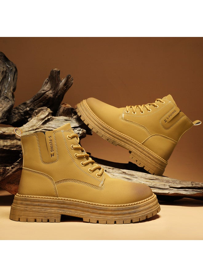 Flying in the snow Snow Flying 25 Autumn/winter Fashion Martin Boots Retro Yellow Boots Versatile Casual Boots Workwear Boots Men's Boots Women's Boots - Image 2