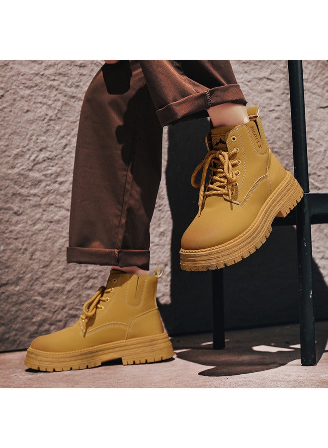 Flying in the snow Snow Flying 25 Autumn/winter Fashion Martin Boots Retro Yellow Boots Versatile Casual Boots Workwear Boots Men's Boots Women's Boots - Image 4