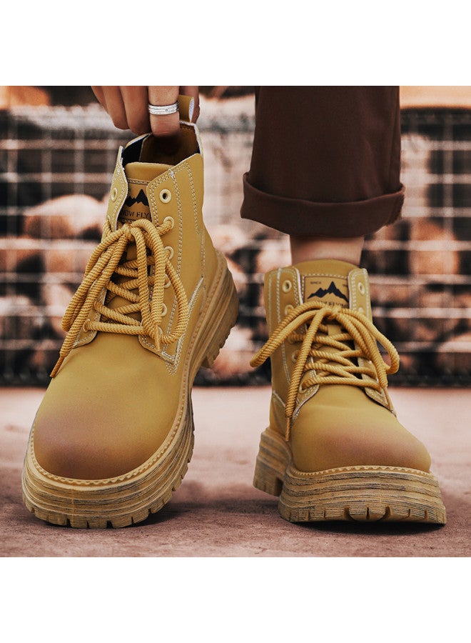 Flying in the snow Snow Flying 25 Autumn/winter Fashion Martin Boots Retro Yellow Boots Versatile Casual Boots Workwear Boots Men's Boots Women's Boots - Image 3