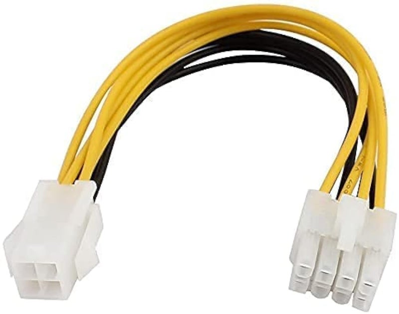 Paruht ATX 4 Pin Male to 8 Pin Female EPS Power Cable Adapter CPU Power Connector, CPU Power Extension Cable 4-Pin to 8-Pin ATX Motherboard, 18CM - Image 1
