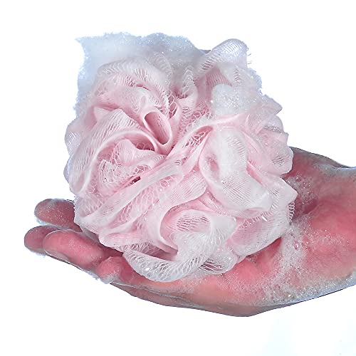 iboodi 60g/pcs Pink Mesh Bath Sponge Shower Pouf Loofahs Shower Puff Pack of 4 (Pink) - Image 4