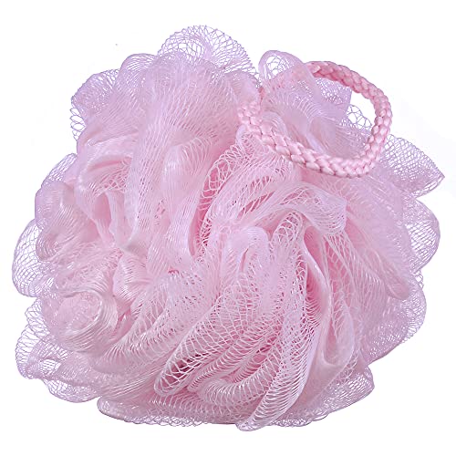 iboodi 60g/pcs Pink Mesh Bath Sponge Shower Pouf Loofahs Shower Puff Pack of 4 (Pink) - Image 3