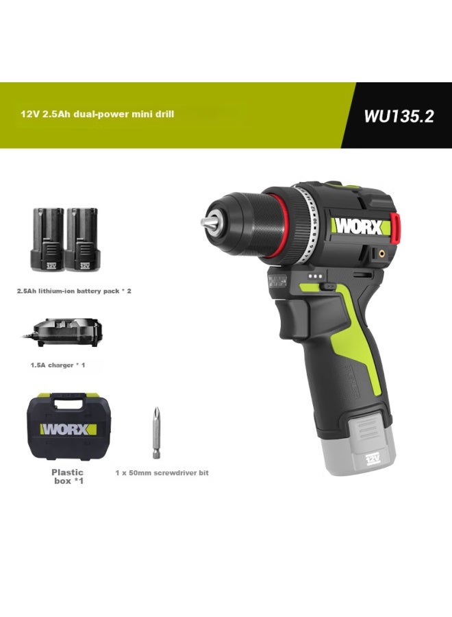 WORX وركس 12 فولت 50 نيوتن مثقاب كهربائي صغير وو135.2 مثقاب مسدس، مفك كهربائي لثقب الثقوب - Image 4