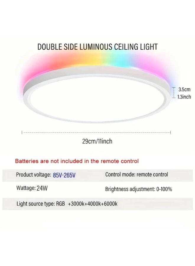 1pc 11 Inch 24W RGB LED Recessed Ceiling Light with Remote Control for Home - Image 3