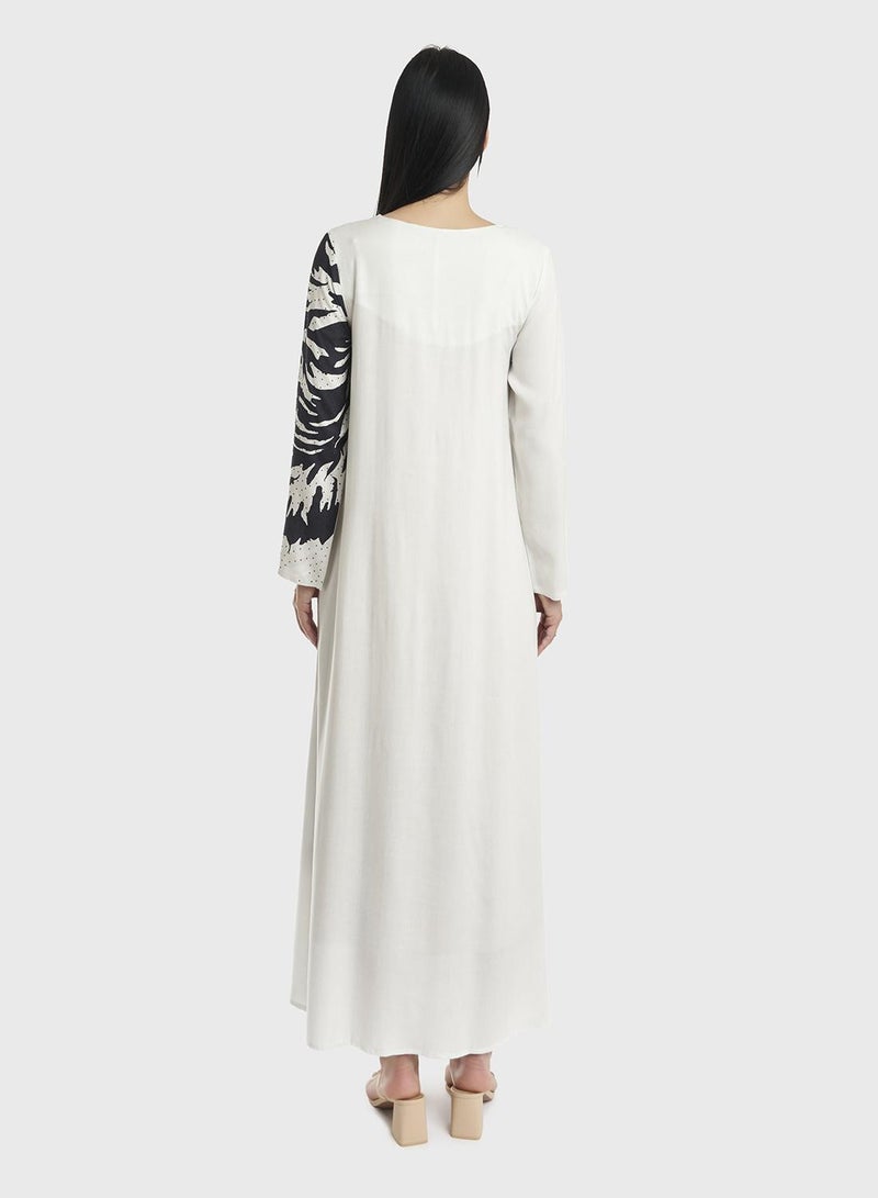 KASHKHA Rayon Abstract Monochrome Print Jalabiya - Image 4