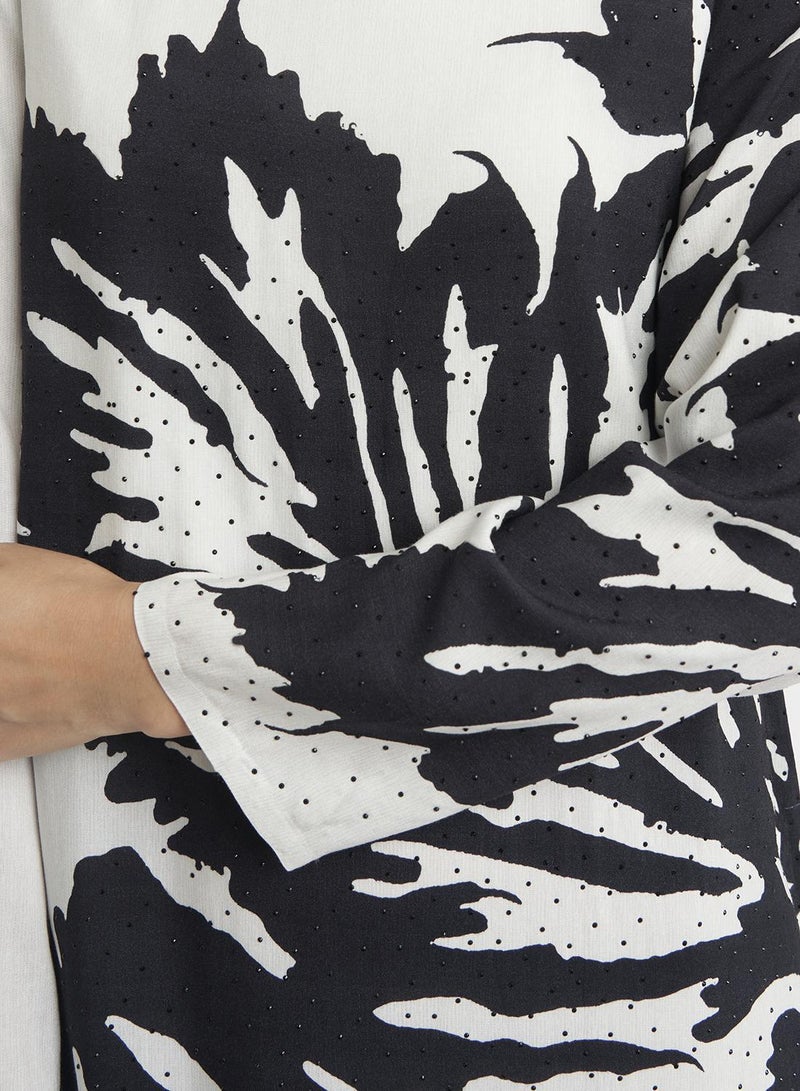 KASHKHA Rayon Abstract Monochrome Print Jalabiya - Image 5