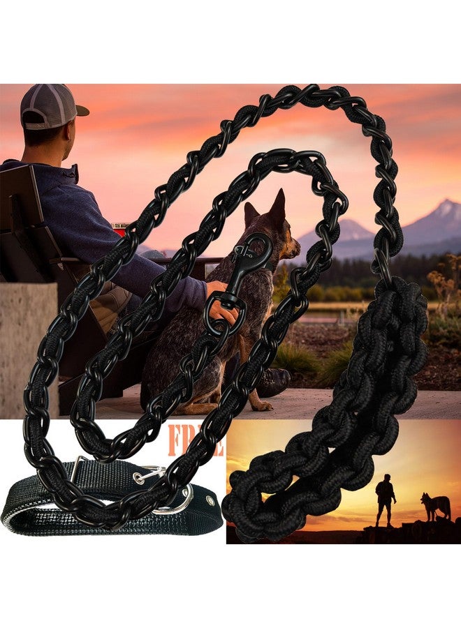 AncBace Dog Leash Dog Leads Dog Chain Dog Rope Metal with Pet Collar Training Walking Heavy Duty Anti Bite 360 Hook for Medium and Large Dogs Black (Large) - Image 2