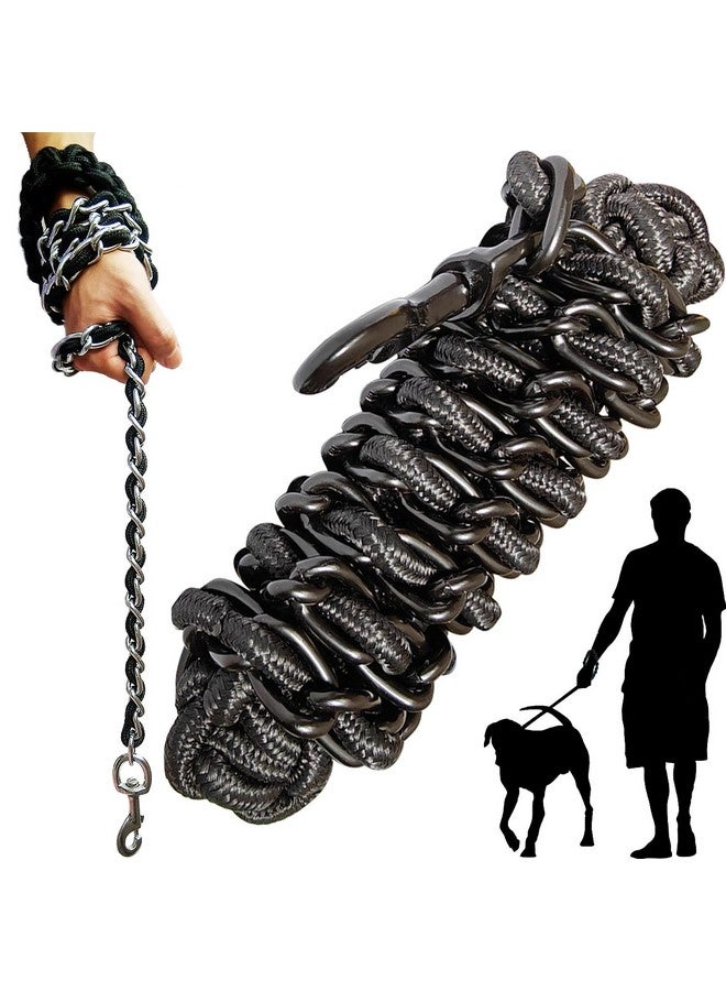 AncBace Dog Leash Dog Leads Dog Chain Dog Rope Metal with Pet Collar Training Walking Heavy Duty Anti Bite 360 Hook for Medium and Large Dogs Black (Large) - Image 1