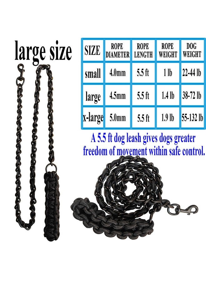AncBace Dog Leash Dog Leads Dog Chain Dog Rope Metal with Pet Collar Training Walking Heavy Duty Anti Bite 360 Hook for Medium and Large Dogs Black (Large) - Image 3