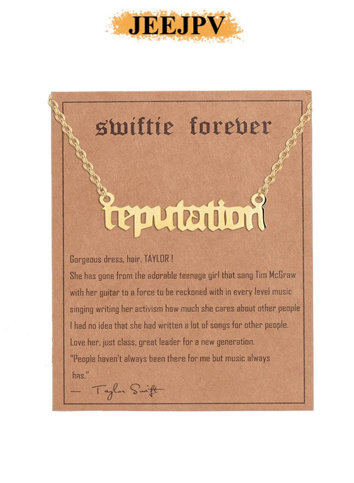 Taylor Swift Inspired Necklace for Fans, Swiftie Outfit Jewelry, Folklore Music Album Badge, Singer Inspired Necklace Music Lover Fans Gifts For Eras Tour, reputation(reputation)