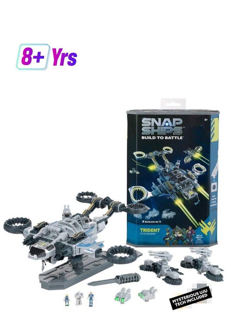 SNAP SHIPS Snap Ships - Trident ST-33 Gunship - Building Construction Toy for Custom Building and Battle Play - for Ages 8+  - Image 1