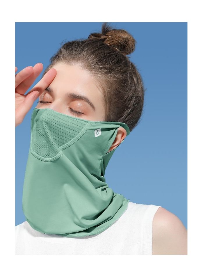 Golovejoy Women Outdoor Cycling Sun Protection Mask Neck protection Sun shading UV Protection Ice Silk Cold Sensation Ear Mask Green