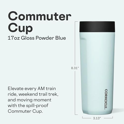 Corkcicle Commuter Cup Travel Mug Insulated Coffee Mug with Lid Keeps Drinks Cold 18 Hours 360 SpillProof Sip Lid Holiday Gift Great for Gifting Warmth 17 oz Powder Blue - Image 3