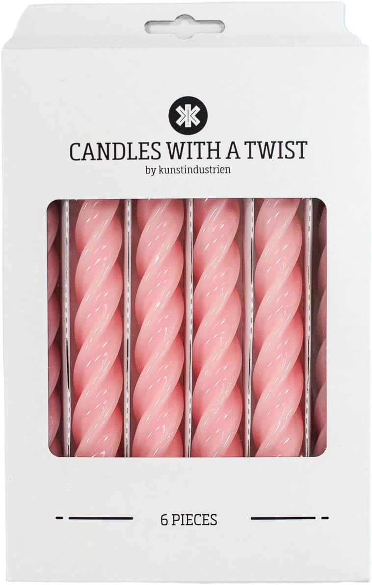 شموع “Candles with a Twist®”， مصنوعة في إيطاليا، متوفرة بـ 25 لونًا، شموع للعشاء، شموع ملتوية تحترق لمدة 5 ساعات، شموع مخروطية الشكل، مطلية، مجموعة هدايا من الشموع بدون رائحة، 6 قطع. الحجم: 2.2 × 21 سم (لون الوردي). - Image 2