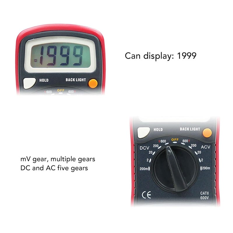 AC and DC Voltage Testing Multimeter - Digital Voltmeter (200mV to 600V) - with Backlit LCD Display and Protective Case - Portable Electrical Tester for Diagnostics. - Image 5