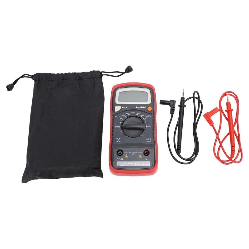 AC and DC Voltage Testing Multimeter - Digital Voltmeter (200mV to 600V) - with Backlit LCD Display and Protective Case - Portable Electrical Tester for Diagnostics. - Image 1
