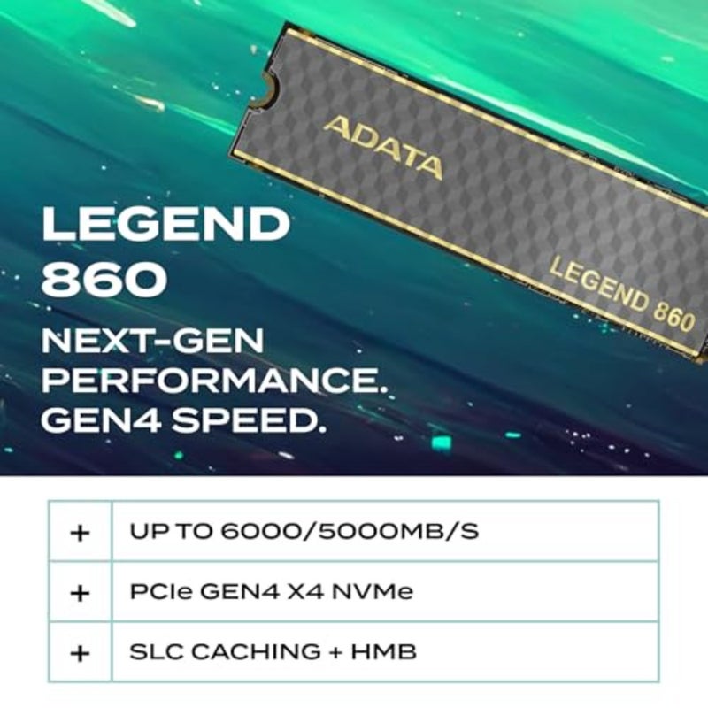 PS5 gaming SSD, PCIe Gen4 x4 M.2 2280, black aluminum heatsink, up to 6000/5000 MB/s read/write speed with SLC caching and HMB support - Image 2
