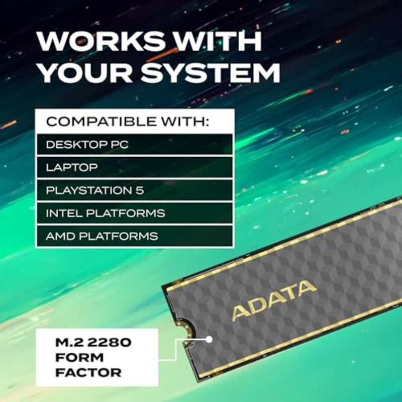 PS5 gaming SSD, PCIe Gen4 x4 M.2 2280, black aluminum heatsink, up to 6000/5000 MB/s read/write speed with SLC caching and HMB support - Image 5