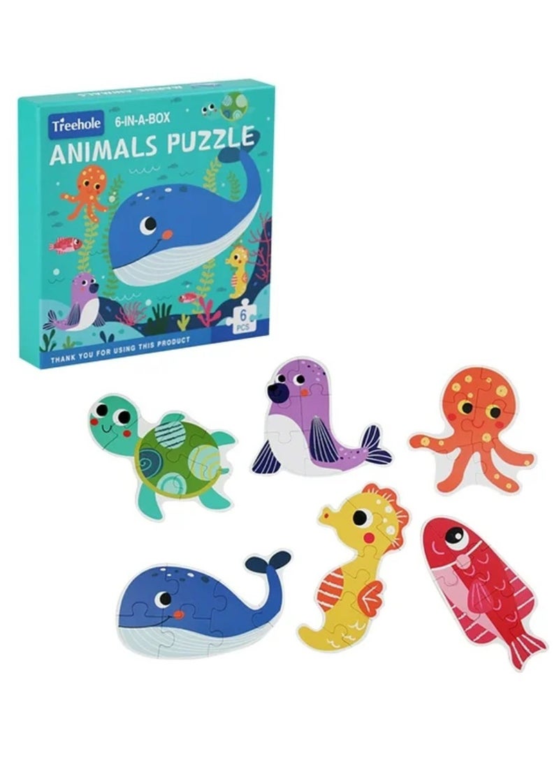 Treehole Treehole Animals Puzzle 6-In-A-Box Set Big Size Montessori Early Educational Toys For Kids Learning  - Image 2