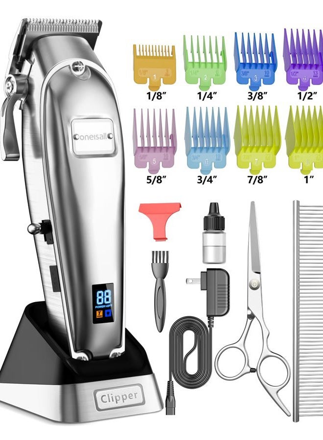 Oneisall Dog Grooming Clippers for Thick Heavy Coats,Low Noise Cordless Dog Grooming Kit with Metal Blades, All Stainless Steel, 2 Speeds - Image 1