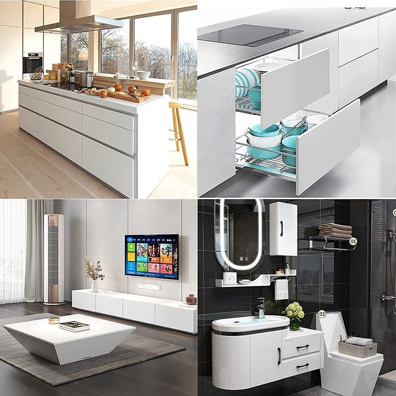 WISDOM WISDOM Waterproof High Gloss Glittery Vinyl Pearl White Self Adhesive Contact Paper for Covering Kitchen Counter Top Cabinet Wardrobe Furniture 60 x 200 cm  - Image 3