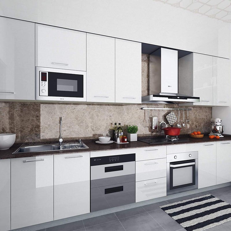 WISDOM WISDOM Waterproof High Gloss Glittery Vinyl Pearl White Self Adhesive Contact Paper for Covering Kitchen Counter Top Cabinet Wardrobe Furniture 60 x 200 cm  - Image 5