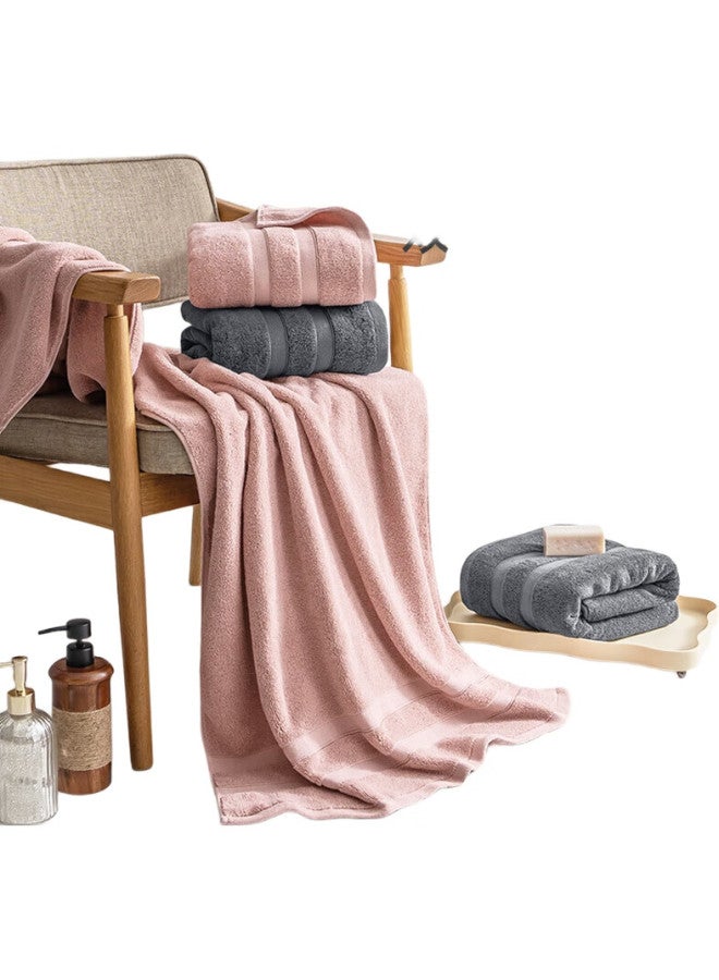 JD.com Jd Jingzao 400G Extra Soft Pure Cotton Cp Bath Towel, Class A Extra Large And Thick Absorbent Unisex Large Bath Towel, Pink - Image 2