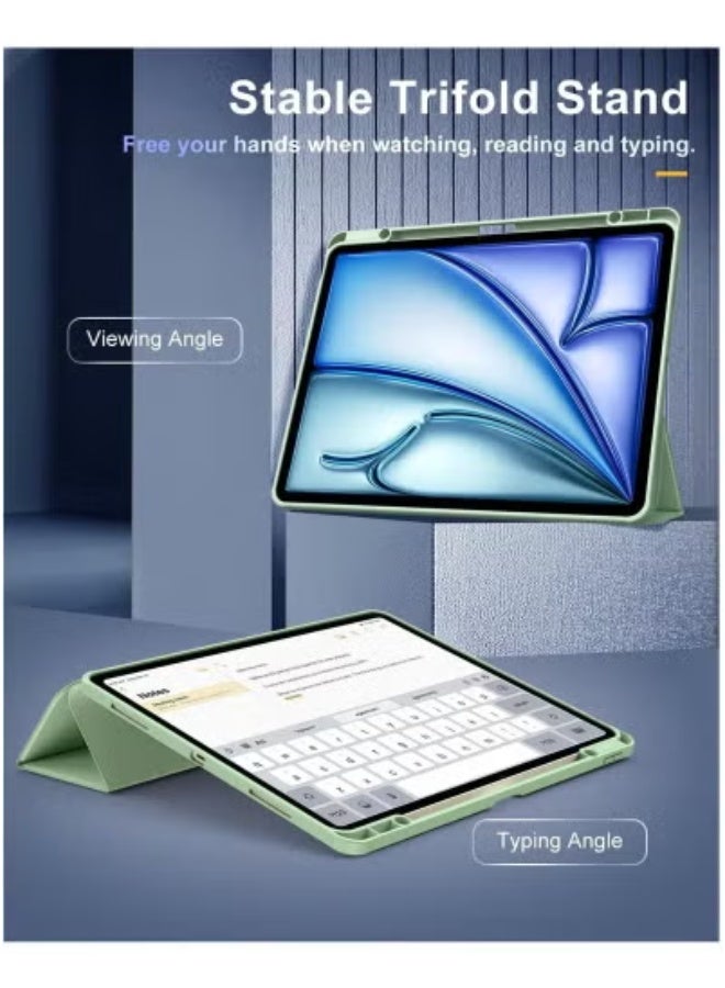 TIGER Case for New iPad Air 13-inch M3/M2 (2025/2024) – Slim Lightweight Stand Cover with Built-in Pencil Holder, Auto Wake/Sleep & Clear Transparent Back | Durable & Stylish Green Protective Case | Precise Fit for iPad Air 13” | Ideal for Work, Study & Travel - Image 5
