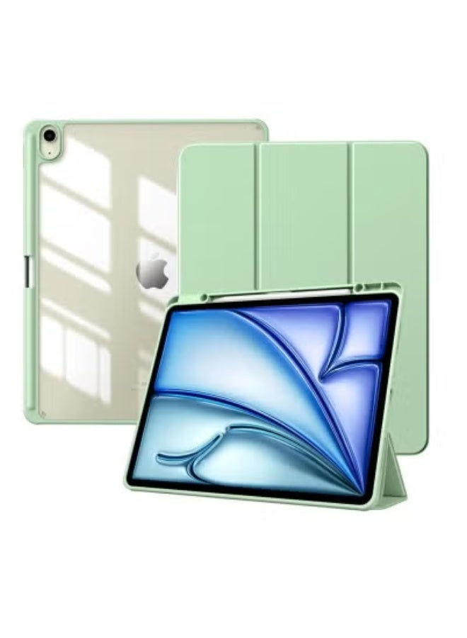 TIGER Case for New iPad Air 13-inch M3/M2 (2025/2024) – Slim Lightweight Stand Cover with Built-in Pencil Holder, Auto Wake/Sleep & Clear Transparent Back | Durable & Stylish Green Protective Case | Precise Fit for iPad Air 13” | Ideal for Work, Study & Travel - Image 1