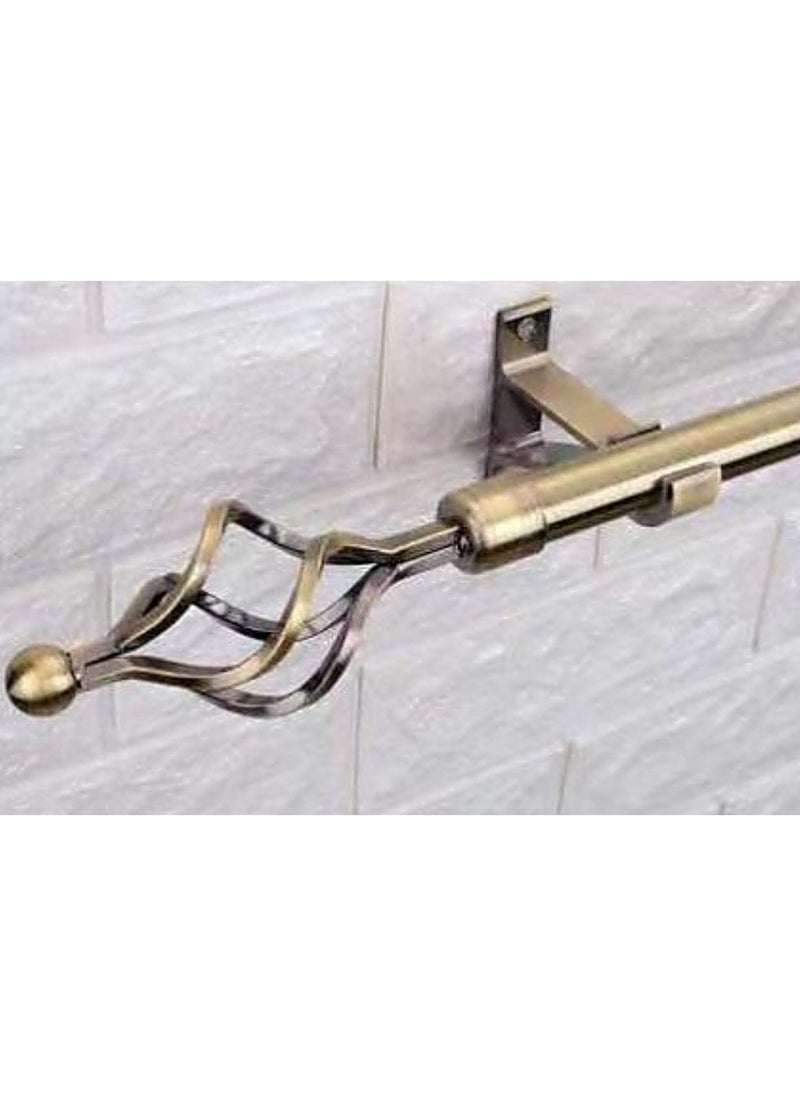 AL WADI FURNITURE Roman Pole Style Heavy Duty Luxury Extendable Curtain Rod, Metal Single Rod Finials Decorative End Window Treatment Rod Drapery Rod (BRASS, 150 – 300 cm)  - Image 5